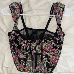 Victoria’s Secret Black Floral Bustier Corset top